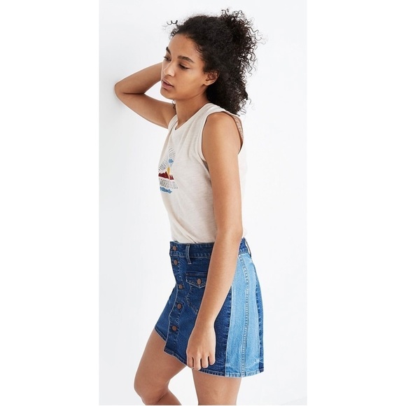 Madewell Straight Denim Mini Skirt: Pieced Edition - Picture 2 of 8